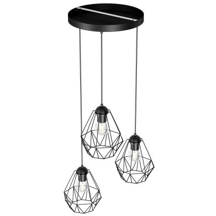 Suspension filaire BERGEN 3xE27/60W/230V noir