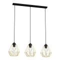 Suspension filaire BERGEN 3xE27/60W/230V noire/dorée