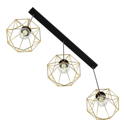 Suspension filaire BERGEN 3xE27/60W/230V noire/dorée