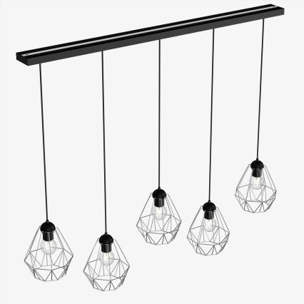 Suspension filaire BERGEN 5xE27/60W/230V noir/chrome brillant