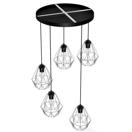 Suspension filaire BERGEN 5xE27/60W/230V noir/chrome brillant