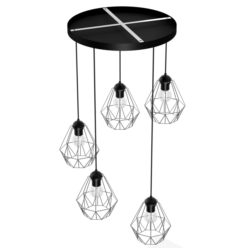 Suspension filaire BERGEN 5xE27/60W/230V noir/chrome brillant