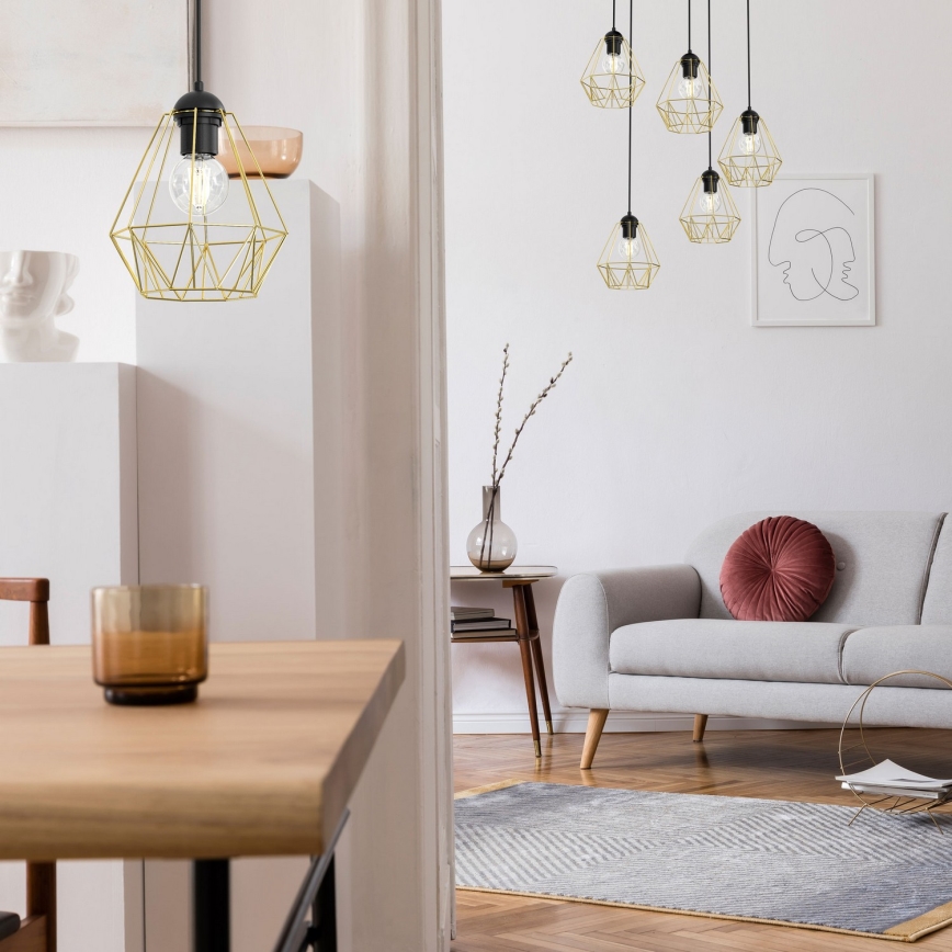 Suspension filaire BERGEN 5xE27/60W/230V noir/doré