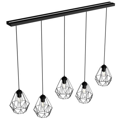 Suspension filaire BERGEN 5xE27/60W/230V noir