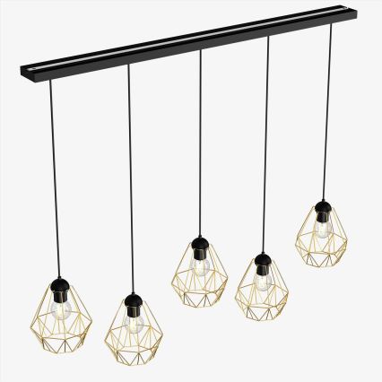 Suspension filaire BERGEN 5xE27/60W/230V noire/dorée