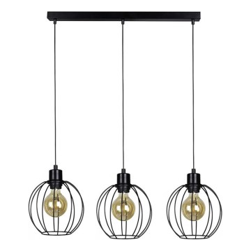 Suspension filaire BERIS 3xE27/60W/230V chêne