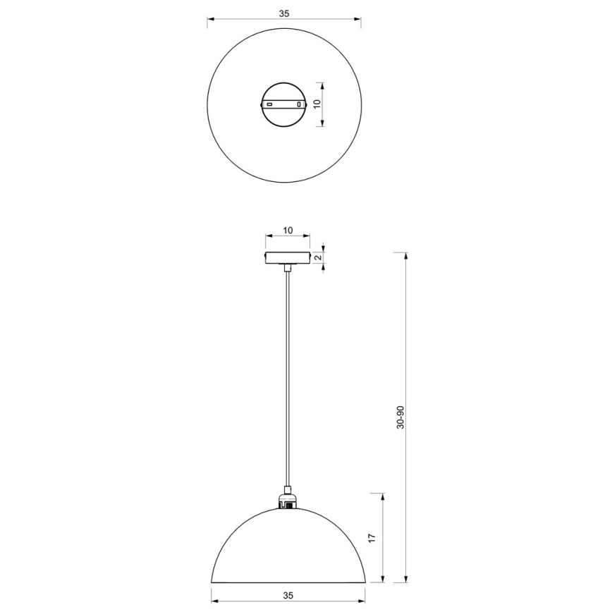 Suspension filaire BETA 1xE27/60W/230V d. 35 cm noir