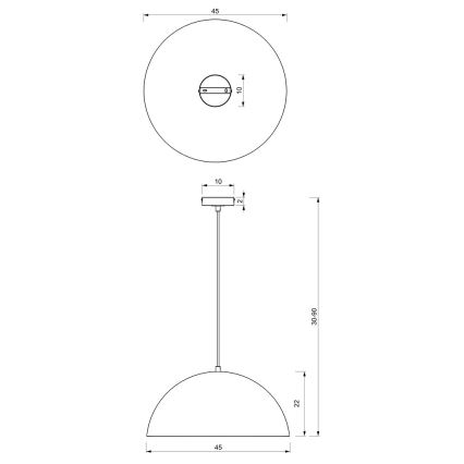 Suspension filaire BETA 1xE27/60W/230V d. 45 cm noir