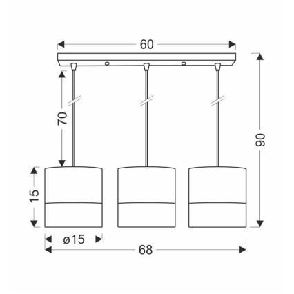 Suspension filaire BIANCO 3xE27/40W/230V blanc/marron