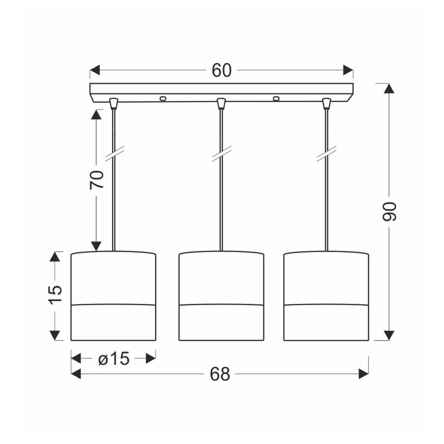 Suspension filaire BIANCO 3xE27/40W/230V blanc/marron