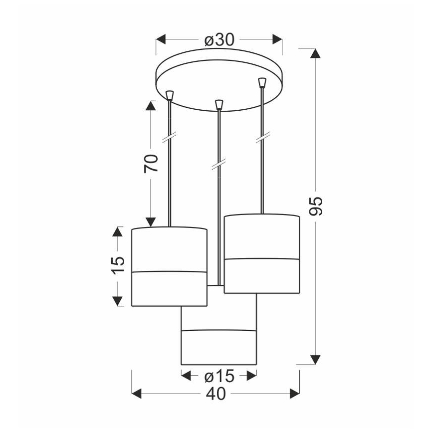 Suspension filaire BIANCO 3xE27/40W/230V blanc/marron