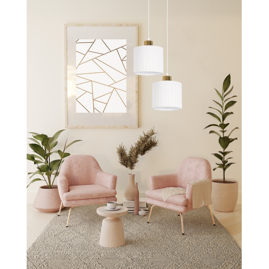 Suspension filaire BIZO 2xE27/60W/230V blanche/dorée