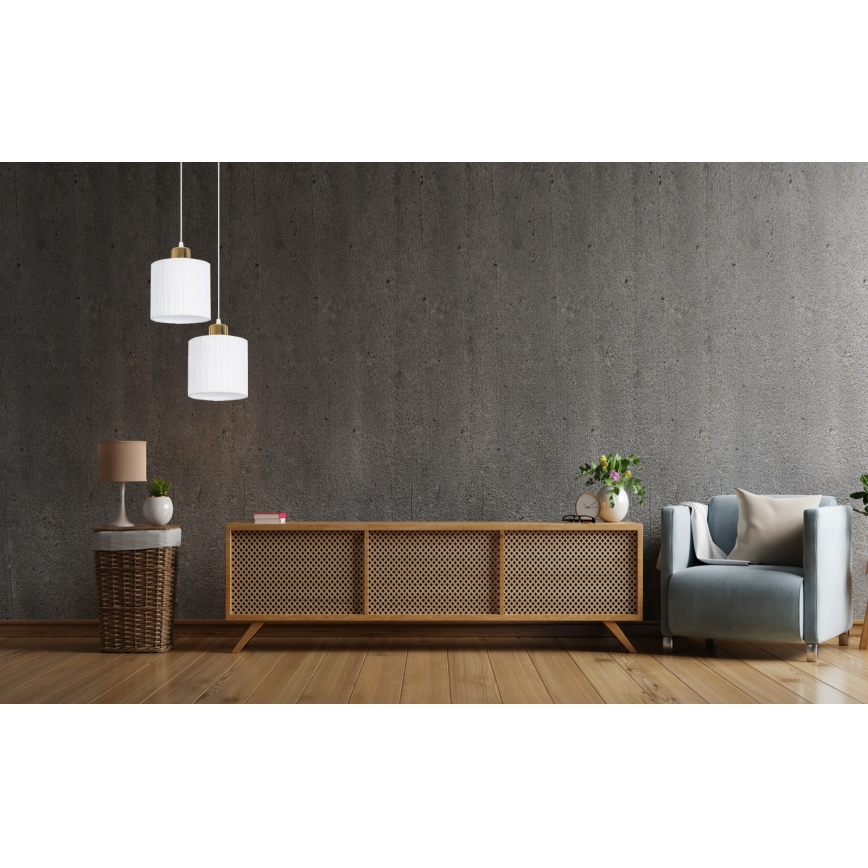 Suspension filaire BIZO 2xE27/60W/230V blanche/dorée