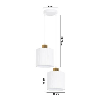 Suspension filaire BIZO 2xE27/60W/230V blanche/dorée