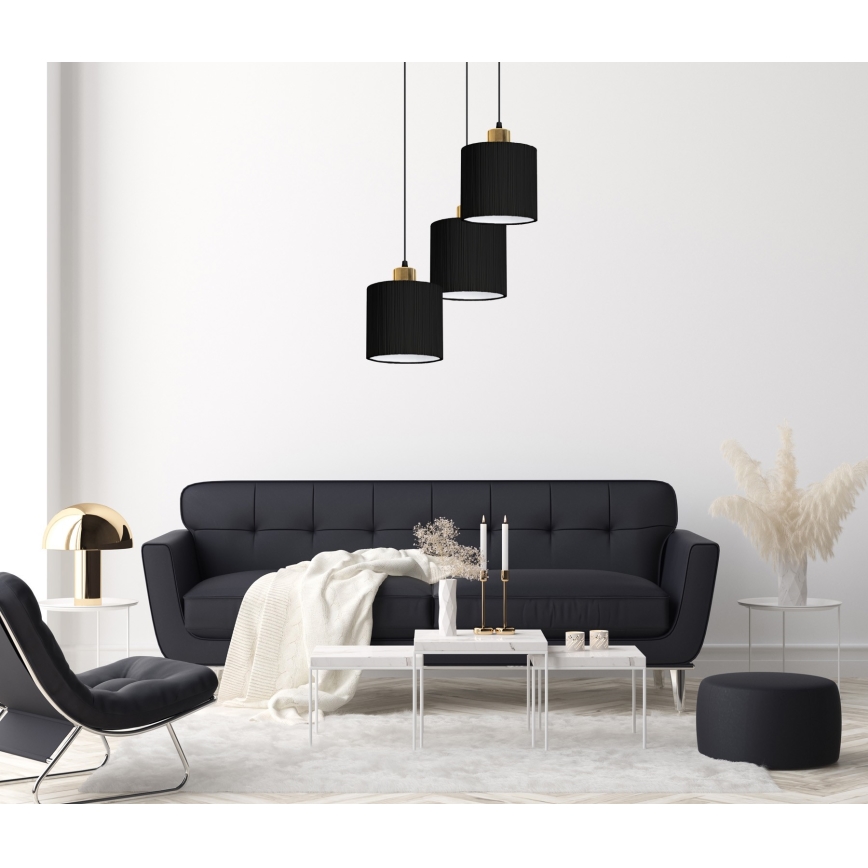 Suspension filaire BIZO 3xE27/60W/230V noire/dorée