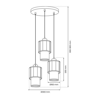 Suspension filaire BLANCO 3xE27/60W/230V blanc