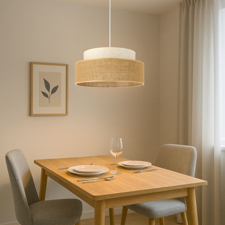 Suspension filaire BOHO 1xE27/60W/230V crème/beige