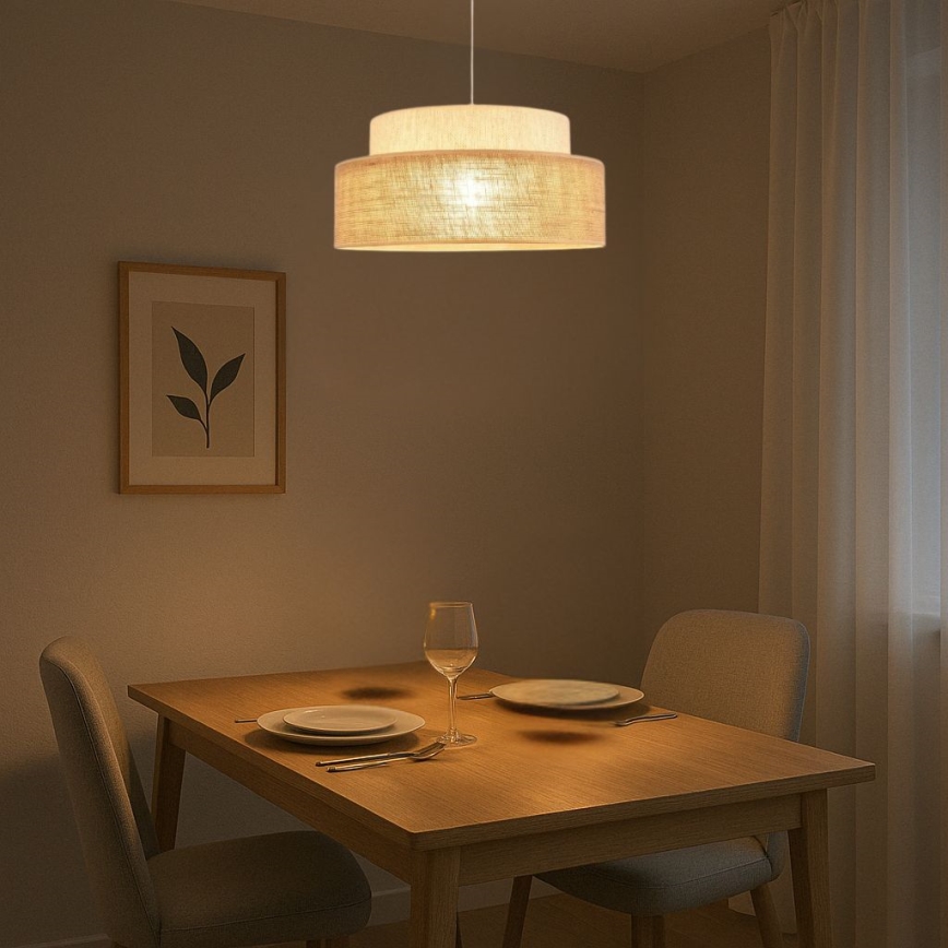 Suspension filaire BOHO 1xE27/60W/230V crème/beige