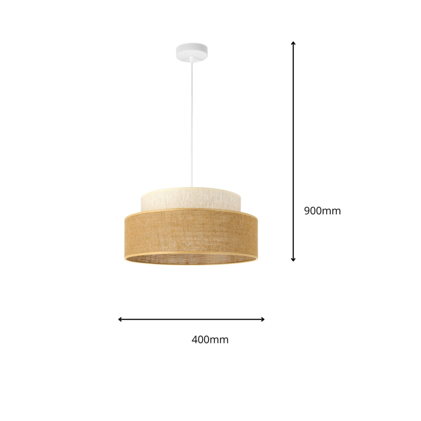 Suspension filaire BOHO 1xE27/60W/230V crème/beige