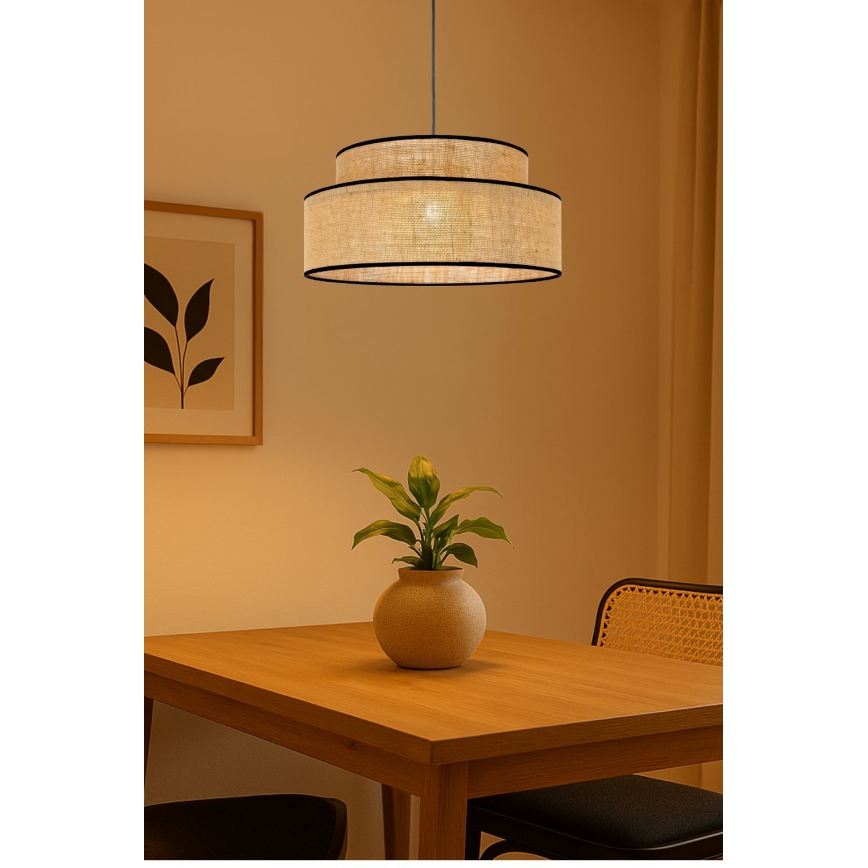 Suspension filaire BOHO 1xE27/60W/230V d. 40 cm beige