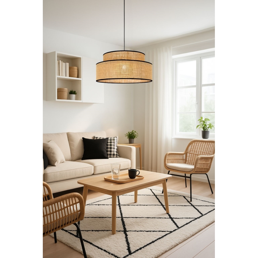 Suspension filaire BOHO 1xE27/60W/230V d. 40 cm beige