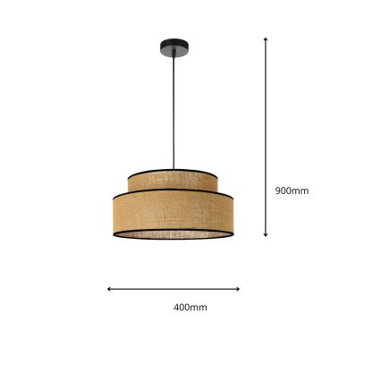 Suspension filaire BOHO 1xE27/60W/230V d. 40 cm beige