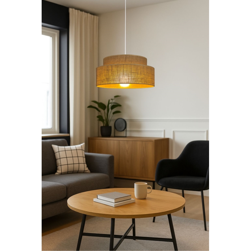 Suspension filaire BOHO 1xE27/60W/230V d. 40 cm beige