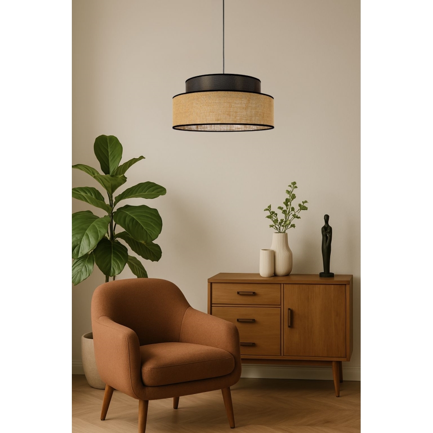 Suspension filaire BOHO 1xE27/60W/230V d. 40 cm marron/beige