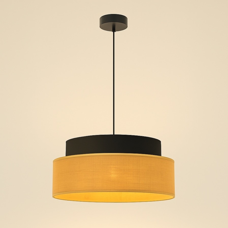 Suspension filaire BOHO 1xE27/60W/230V d. 40 cm noir/beige