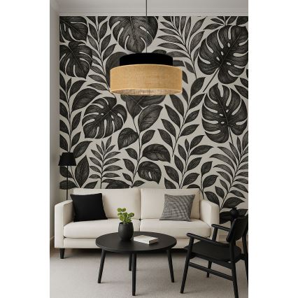 Suspension filaire BOHO 1xE27/60W/230V d. 40 cm noir/beige