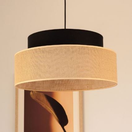 Suspension filaire BOHO 1xE27/60W/230V d. 40 cm noir/beige