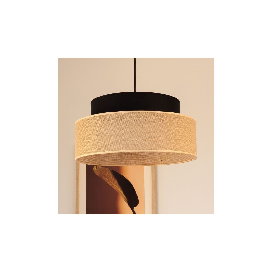 Suspension filaire BOHO 1xE27/60W/230V d. 40 cm noir/beige