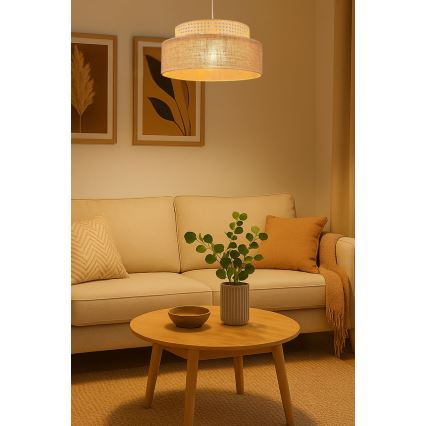 Suspension filaire BOHO 1xE27/60W/230V d. 40 cm rotin