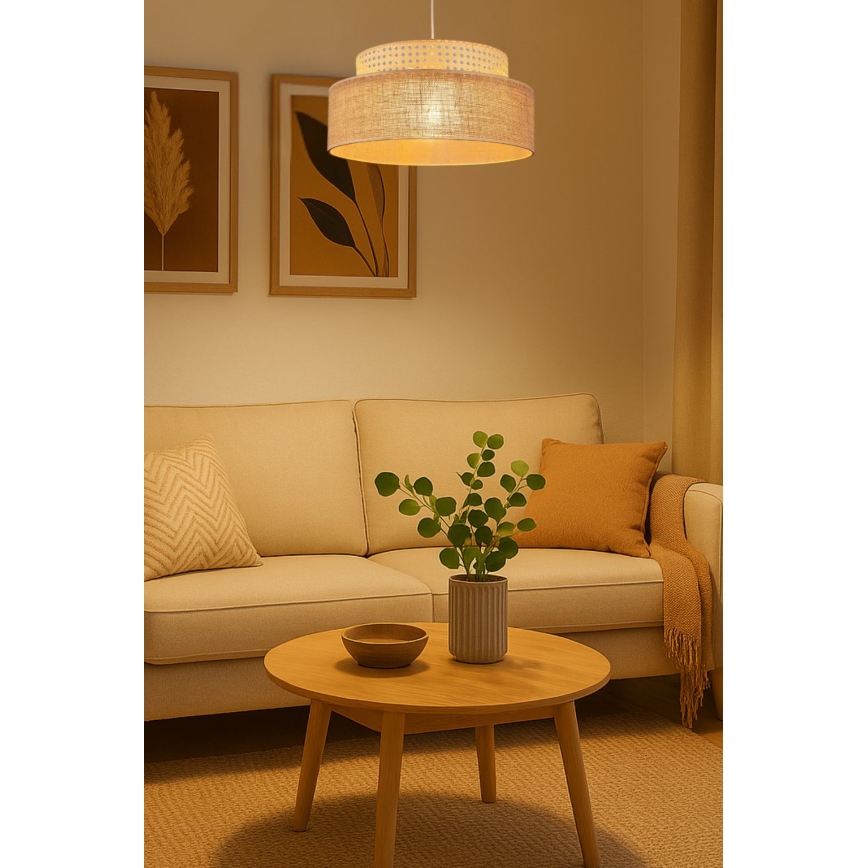 Suspension filaire BOHO 1xE27/60W/230V d. 40 cm rotin