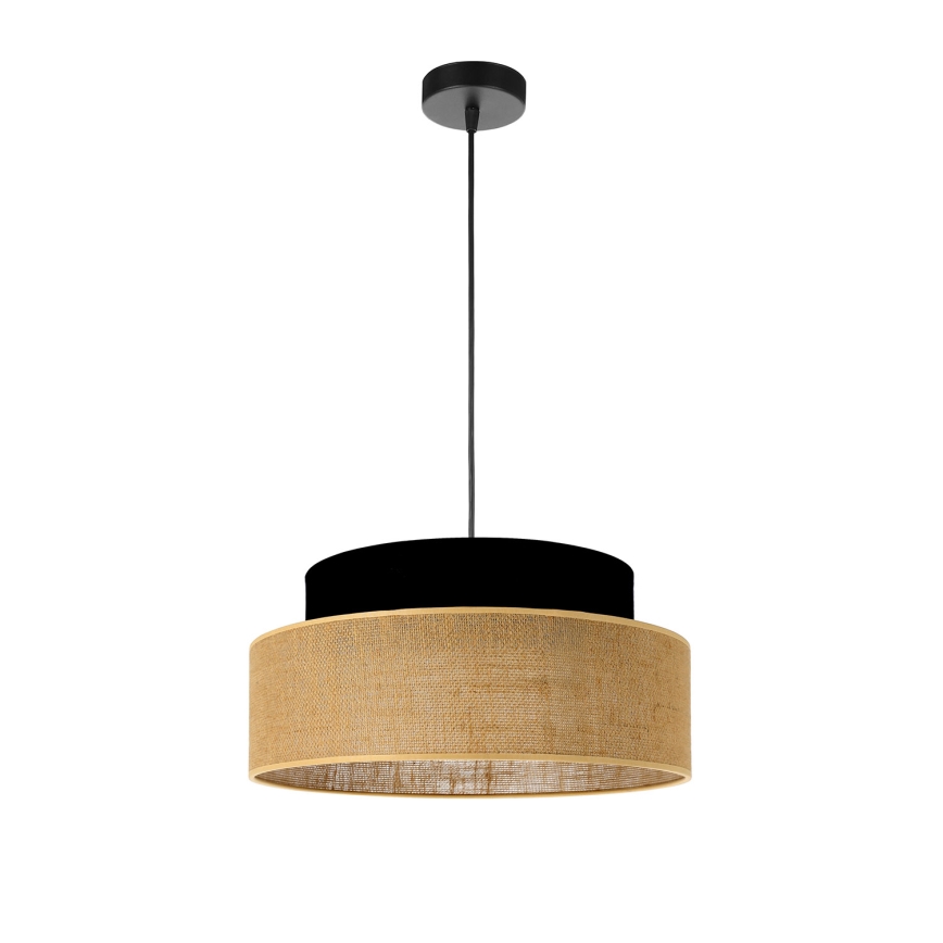 Suspension filaire BOHO 1xE27/60W/230V noir/beige