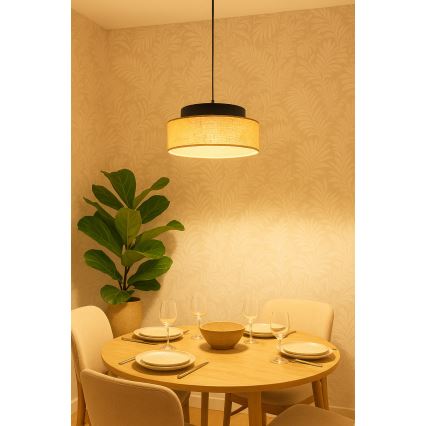 Suspension filaire BOHO 1xE27/60W/230V noir/beige
