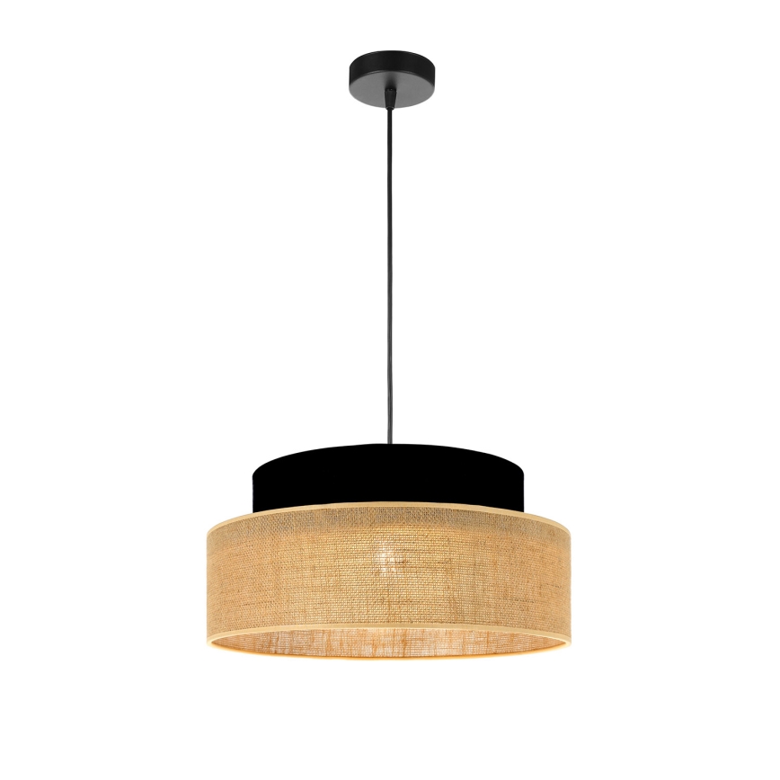 Suspension filaire BOHO 1xE27/60W/230V noir/beige