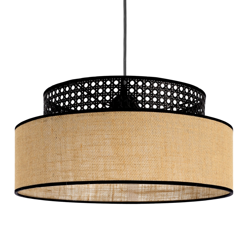 Suspension filaire BOHO 1xE27/60W/230V noir/rotin