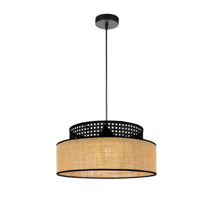 Suspension filaire BOHO 1xE27/60W/230V noir/rotin