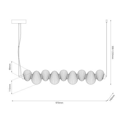 Suspension filaire BOLLA LED/32W/230V doré/fumé