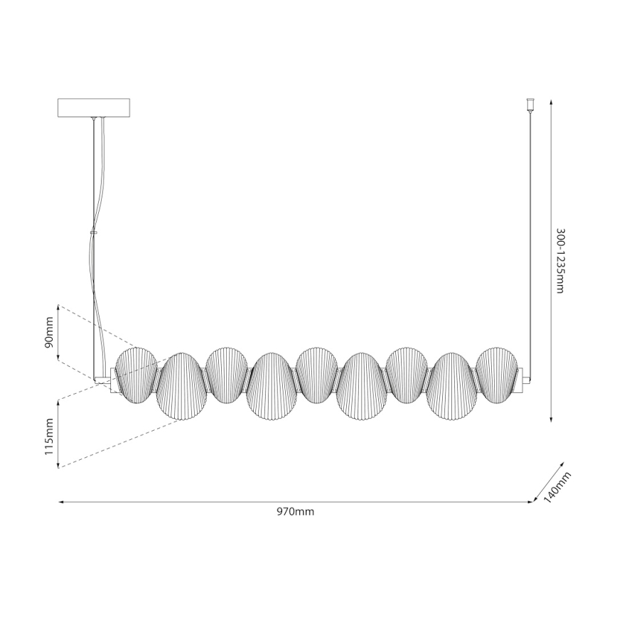 Suspension filaire BOLLA LED/32W/230V doré/fumé