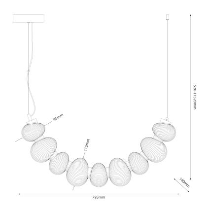 Suspension filaire BOLLA LED/36W/230V doré/fumé