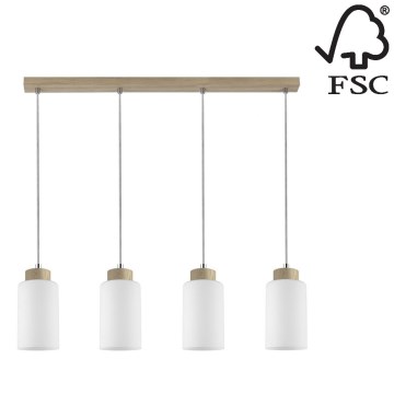 Suspension filaire BOSCO 4xE27/60W/230V chêne - certifié FSC