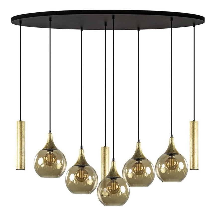 Suspension filaire CALYPSO 3xGU10/60W/230V + 5xE27/60W noir/doré