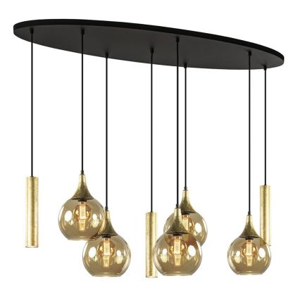 Suspension filaire CALYPSO 3xGU10/60W/230V + 5xE27/60W noir/doré