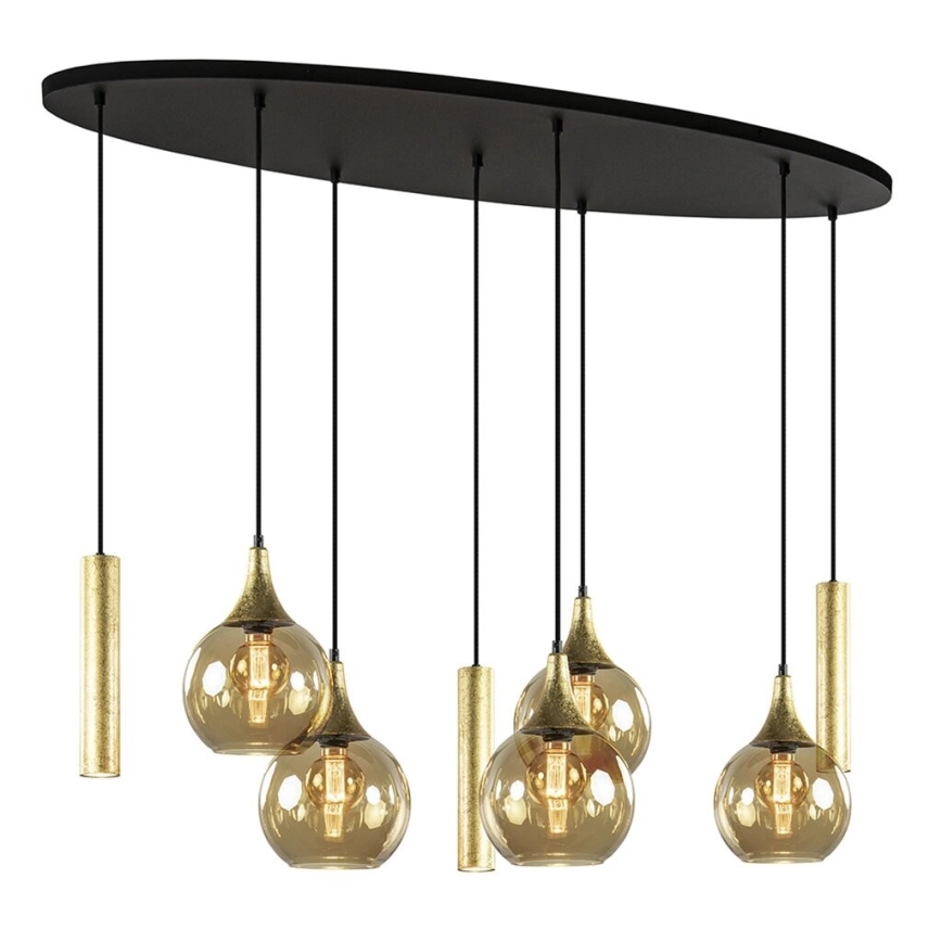 Suspension filaire CALYPSO 3xGU10/60W/230V + 5xE27/60W noir/doré