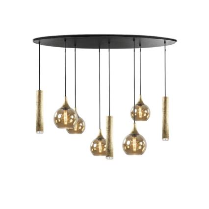 Suspension filaire CALYPSO 3xGU10/60W/230V + 5xE27/60W noir/doré