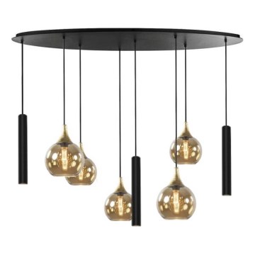 Suspension filaire CALYPSO 3xGU10/60W/230V + 5xE27/60W noir/doré