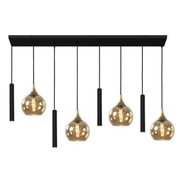 Suspension filaire CALYPSO 4xGU10/60W/230V + 4xE27/60W noir/doré