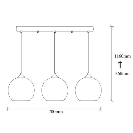 Suspension filaire CAMINI 3xE27/40W/230V